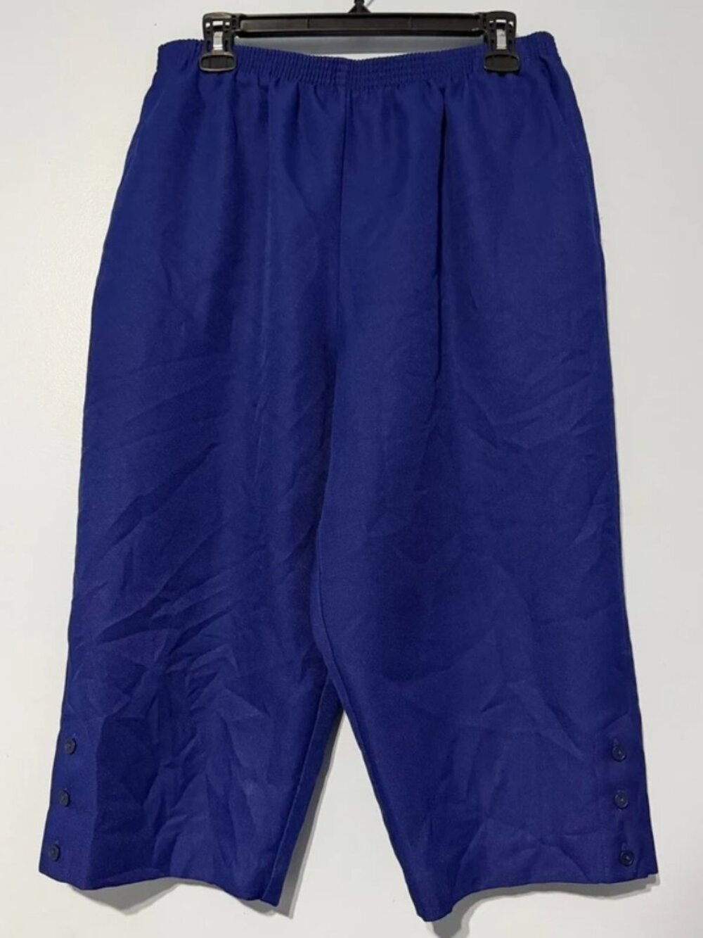 Alfred Dunner 18P Royal Blue Elastic Waist Capri Pants Button Detail Women Petit